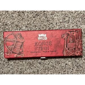 KONGE TINN Royal Pewter Norwegian Serving Spoon Norway Original Hinged Box Vtg